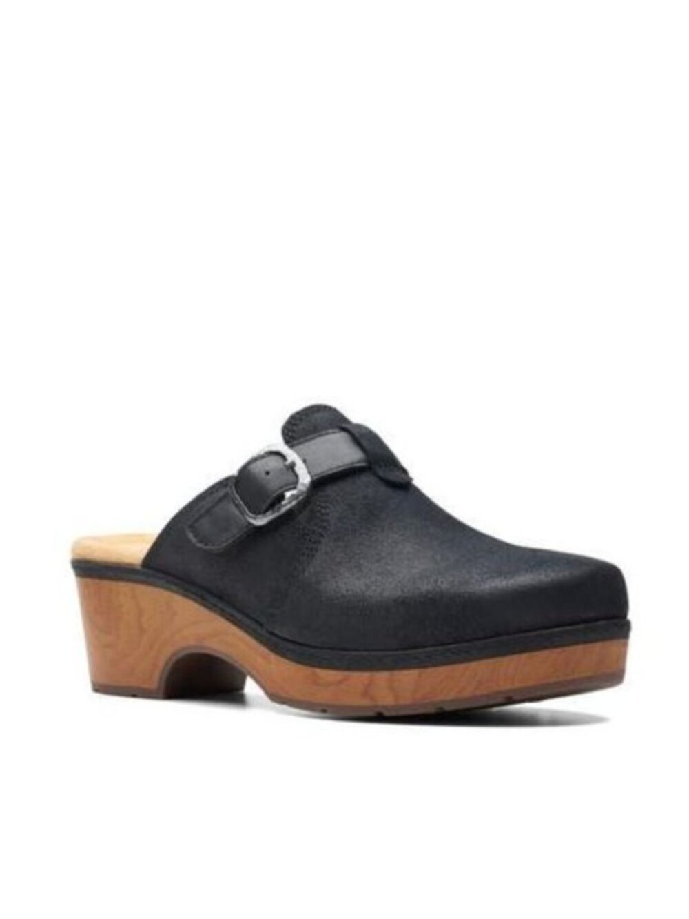 Clarks Women's Paizlee Nora Clog Size US 11 Black Leather Suede